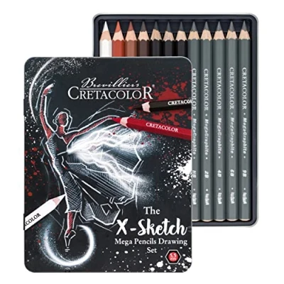 Abbildung von CRETACOLOR The X Sketch Mega Pencils Drawing Set Künstlerstifte Zeichen und Skizzierset, 1 stück (1er Pack)
