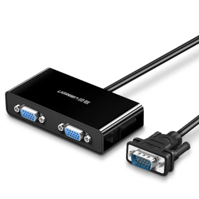 Abbildung von UGREEN VGA Splitter 1 in 2 Out Stecker auf Buchse Verteiler Y Adapterkabel 1920 1440 60Hz für Monitor Projektor, DVD Player usw.