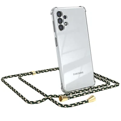 Abbildung von EAZY CASE Handykette kompatibel mit Samsung Galaxy A32 5G Handyhülle Umhängeband, Handykordel Schutzhülle, Silikonhülle, Hülle Band, Stylische Kette für Smartphone, Grün Camouflage