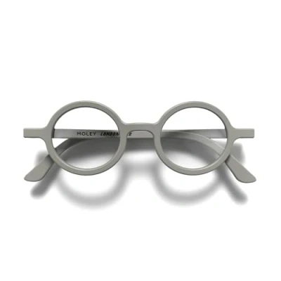 Abbildung von LONDON MOLE Brillen Moley Lesebrille Runde Coole Leser Stilvolle Herren Damen Unisex Federscharniere Mattgrau + 1,5 Vergrößerung