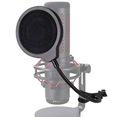 Abbildung von QuadCast Mikrofon Popschutz Pop Filter Drei Schichten mit Flexiblem 360 Schwanenhals Clip Stabilisierungs Arm für HyperX S von YOUSHARES