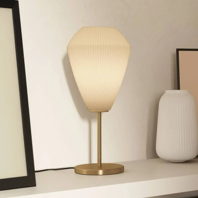 Abbildung von Tischlampe Caprarola, Höhe 46 cm, sandfarben/messing, Glas