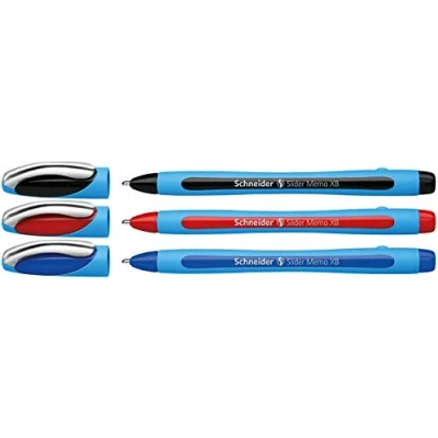 Abbildung von Schneider Slider Memo XB Kugelschreiber (mit Kappe, Strichstärke: XB, Made in Germany) (rot/schwarz/blau, 3er)