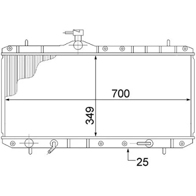 Abbildung von MAHLE ORIGINAL CR 1517 000S Kühler, Motorkühlung für Fahrzeuge mit/ohne Klimaanlage 742mm 350mm 25mm Kühlrippen gelötet SUZUKI: Liana Schrägheck