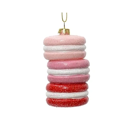 Abbildung von Decoris season decorations Christbaumschmuck, Christbaumschmuck Kunststoff Macarons 8cm rosa rot weiß