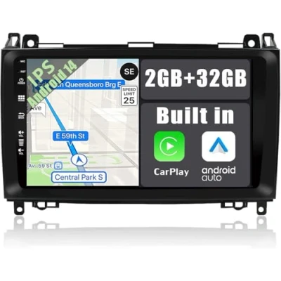 Abbildung von YUNTX Android 13 Autoradio Kompatibel mit Mercedes Benz Viano/Sprinter/W906 IPS 9 Zoll GPS navi Bluetooth 2G32G / Dab+ Lenkradsteuerung/USB/Carplay/WiFi/4G/MirrorLink (mit rückfahrkamera)