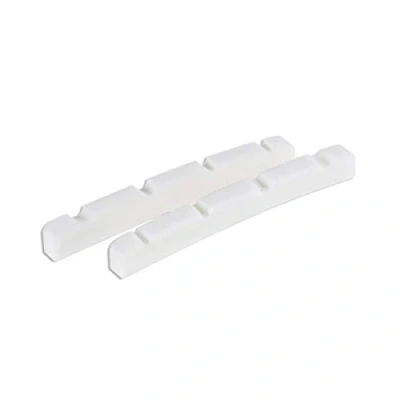 Abbildung von Musiclily 42mm Bass Knochen Sattel Bone Nut Gewölbter Boden für 4 Saiter Precision/Jazz E Bass,42x3,2x4,8mm (2 Stück)