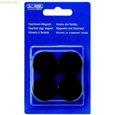 Abbildung von MAUL Facetterand Magnete (4 Stück) MAULpro Ø 29mm Mini aus Kunststoff Starke für Whiteboard und Magnettafel ideal Büro, Homeoffice Werkstatt Schwarz
