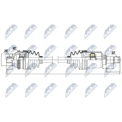 Abbildung von NTY NPW ME 031 Antriebswelle Vorderachse rechts 713 SMART: City Coupe, Roadster Fortwo I Coupe