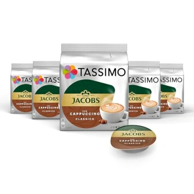 Abbildung von Tassimo Kapseln Jacobs Cappuccino Classico, 40 Kaffeekapseln, 5er Pack, 5 x 8 Getränke