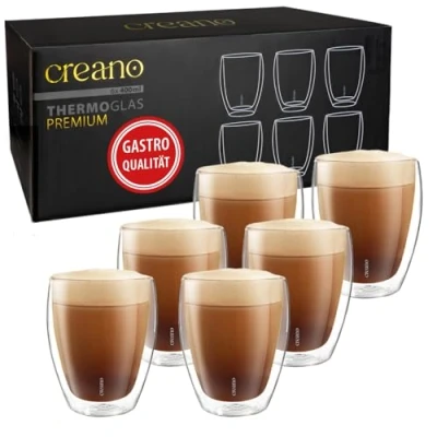 Abbildung von Creano Teeglas doppelwandige Premium Gläser in Gastro Qualität, 6er Set, 400ml, Borosilikatglas