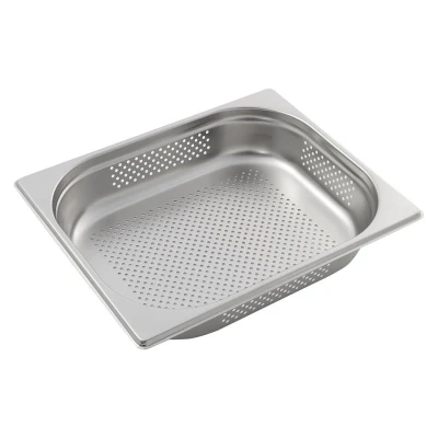 Abbildung von GN Behälter 1/2 mit Lochung 65 mm Höhe Edelstahl, Gastronormbehälter