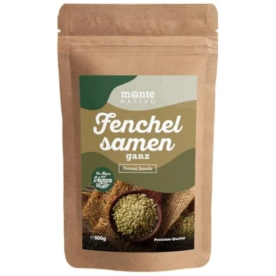 Abbildung von Fenchelsamen Monte Nativo (500g) Fenchel Samen als Fencheltee oder Gewürz Schonend getrocknete und aromatische Gewürze ideal zum Kochen Würzen Intesives Aroma Geschmack