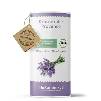 Abbildung von Histaminikus Kräuter der Provence, Bio Gewürzmischung (50g), hefefreies Naturprodukt ohne Geschmacksverstärker, histaminarm, fodmap bewusst, glutenfrei, vegan und geeignet bei Reizdarm