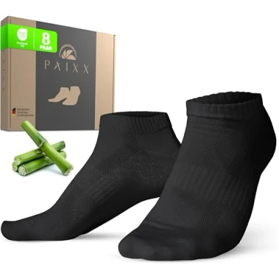 Abbildung von PAIXX Premium Bambus Sneaker Socken 8 Paar, 43 46 &amp; 39 42, Herren Damen Atmungsaktive, Antibakterielle Knöchelsocken gegen Schweißfüße Fusselfreie Anti Geruch Bambussocken