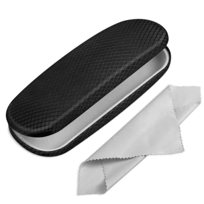Abbildung von Fintie Hardcase Brillenetui Tragbare Hartschale mit Brillenputztuch Etui für Brillen und Sonnenbrille, Karomuster schwarz