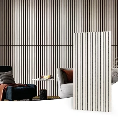 Abbildung von Art3d Akustikpaneele 60 x 120 cm MDF 2 Holz Akustikplatten 3D Wandpaneele Wand Decke schallabsorbierende Lamellenverkleidung dick Weiße Ulme 1,44㎡