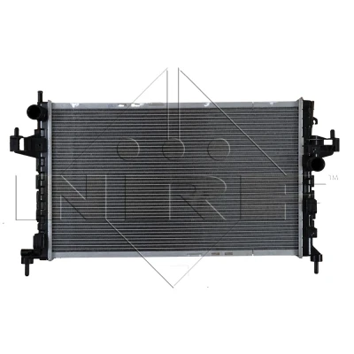 Abbildung von NRF 54753 Kühler, Motorkühlung Aluminium 600 366 24 mit Anbauteilen Kühlrippen gelötet OPEL: Combo C Kasten / Kombi, Corsa Schrägheck, Tigra Twintop