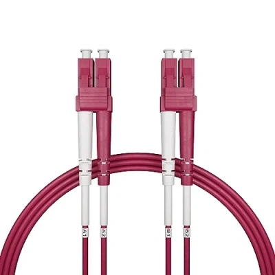 Abbildung von nexinex OM4 Glasfaserkabel LC/UPC auf (1 Kabel, 2m) Patchkabel Duplex Multimode Glasfaser LWL Lichtwellenleiter Kabel LC/LC