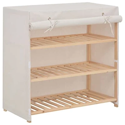 Abbildung von vidaXL Schuhschrank mit Abdeckung 3 Ebenen für 6 Paar Schuhregal Schuhablage Schuhständer Schuhe Aufbewahrung Schuhorganizer Weiß Stoff 79x40x80 cm