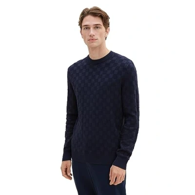Abbildung von TOM TAILOR Herren Troyer Strickpullover mit Knopfleiste aus Baumwolle, sky captain blue, L