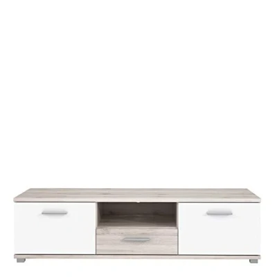 Abbildung von FORTE Beach TV Unterschrank, mit 2 Türen und 1 Schublade, Holzwerkstoff, Sandeiche / Weiß, 55 x 149,5 39,5 cm