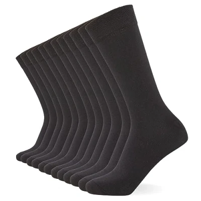 Abbildung von FM London (10er Pack) Einfarbige Herrensocken Bequeme anthrazitfarbene, marineblaue und schwarze Socken für Herren Baumwollsocken geeignet Arbeits Freizeitkleidung