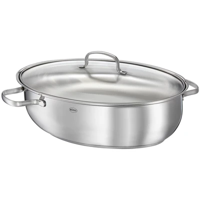 Abbildung von RÖSLE Bräter &quot;ELEGANCE&quot;, Edelstahl 18/10, (1 tlg.), oval, mit Glasdeckel, spülmaschinen , backofen und induktionsgeeignet