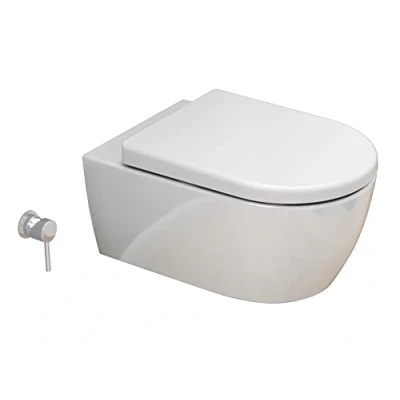 Abbildung von SSWW Dusch WC mit Softclose Sitz Tiefspül spülrandloses Taharat, wandhängend, Abgang waagerecht, Set
