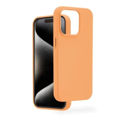 Abbildung von Hama Hülle für iPhone 15 Pro (Handyhülle, stoßfest, kratzfest, elegante Schutzhülle Rückseite, weich, slim, softe Oberfläche, Wireless Charging kompatibel) orange
