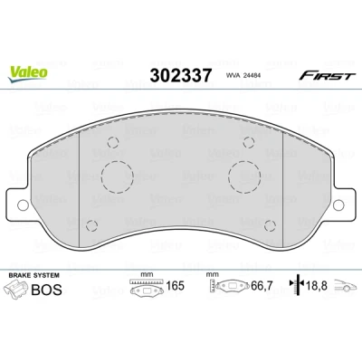 Abbildung von VALEO 302337 Bremsbelagsatz Vorderachse exkl. Verschleißwarnkontakt mit Anti Quietsch Blech VOLKSWAGEN: Amarok Pickup, Pritsche / Fahrgestell