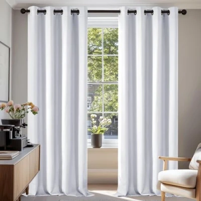 Abbildung von Deconovo Vorhang Verdunkelungsgardine mit Kälteschutz Gardinen Wohnzimmer Blickdicht, 220x140 cm(HöhexBreite), Silber Grau, 2er Set