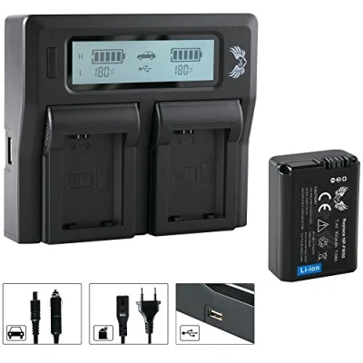 Abbildung von SK Akku Sony NP FW50 (950mAh) + LCD Dual Charger Ladegerät für Alpha 7 7II 7R 7S II 5100 6300 6500 / NEX 6 F3 DSC RX10 ZV E10