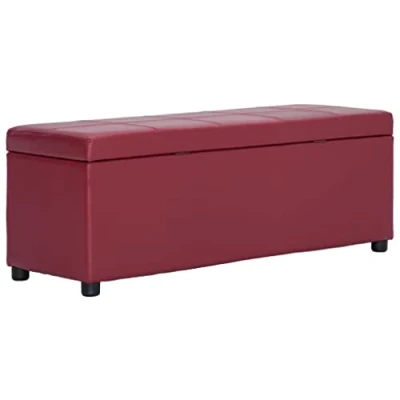 Abbildung von vidaXL Bank mit Staufach Sitzbank Sitzhocker Sitztruhe Flurbank Truhenbank Aufbewahrungsbox Truhe Spielzeugkiste Polsterbank 116cm Weinrot Kunstleder