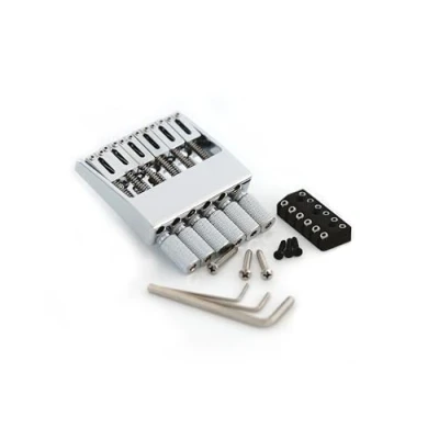 Abbildung von Guyker Headless Bridge Saitenhalter und Stegsaitenschloss für 6 Saiten Gitarrenzubehör (WT001, Chrom)