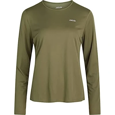 Abbildung von Zebdia Sports Damen Langarm Tee in Grün, Größe L Perfekte Zwischenschicht für sportliche Aktivitäten und Freizeit