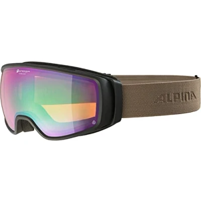 Abbildung von ALPINA DOUBLE JACK PLNT Q LITE Verspiegelte, Kontrastverstärkende OTG Skibrille Mit 100% UV Schutz Für Erwachsene, black sand matt, One Size