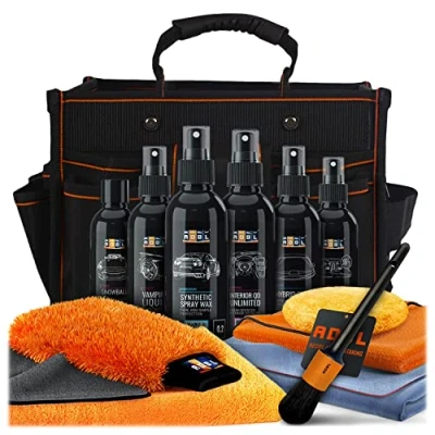 Abbildung von Exterior Interior Sample Set Umfangreiches ADBL Autopflegeset für Innen und Außen mit Tasche 15 teilig