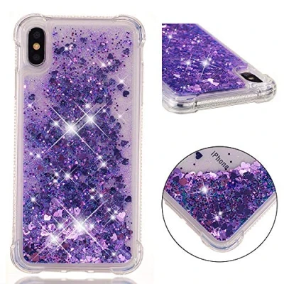 Abbildung von KBIKO zxl Kompatibel mit Hülle iPhone XS Max Glitzer Handyhülle, Glitter Flüssig Treibsand Case Weich Silikon TPU Bumper Schutzhülle Mädchen Frauen für 6.5&quot;.Purple YBL