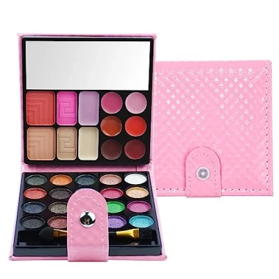 Abbildung von PhantomSky 32 Farben Lidschatten Palette, Glitzer Eyeshadow Palette Make Up Paletten, Schminkpalette mit Lipgloss Concealer und Rouge Rosa