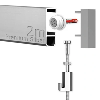 Abbildung von hang it 2 Meter Premium Bilderschienen Galerieschienen Komplett Set