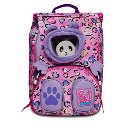 Abbildung von SJ Gang Rucksack für Schule, erweiterbar, groß, Fleecy Girl Bär Grundschule Mädchen, Rebel Pink, Taglia unica, Ausziehbar
