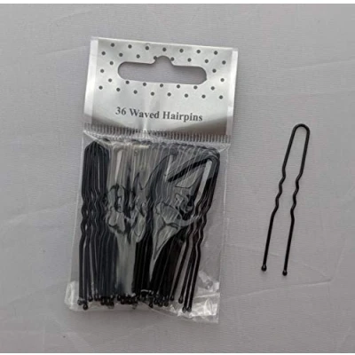 Abbildung von Haarnadeln für Damen, reguläres Haarstyling, Haarnadeln, Kirby Griffe, gewellte Größe 50 mm, Schwarz