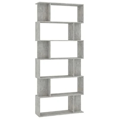 Abbildung von vidaXL Bücherregal Raumteiler mit 6 großen 12 kleinen Fächern Wandregal Standregal Aktenregal Raumtrenner Regal Betongrau 80x24x192cm Holzwerkstoff