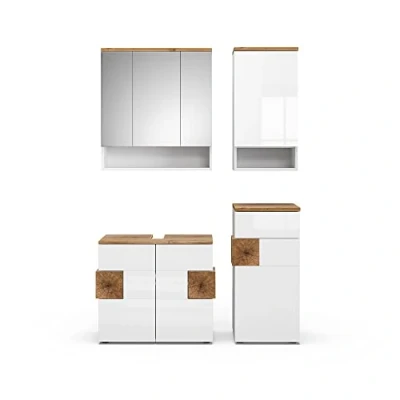 Abbildung von Vicco Badmöbel Set Eden, Weiß Hochglanz/Artisan Eiche, 4 Teile, (4 St., er Set)