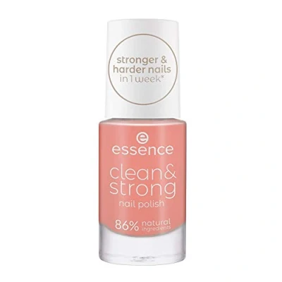 Abbildung von essence clean &amp; strong nail polish, Nailpolish, Nagellack, Nr. 04 Brisk Dawn, orange, härtend, farbintensiv, ohne Aceton, vegan, Mikroplastik Partikel frei (8ml)