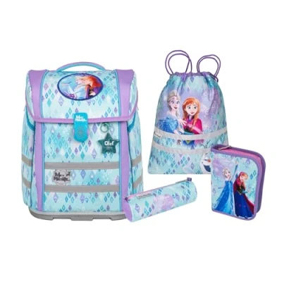 Abbildung von McNeill Schulranzen &quot;Perfecto, Disney, Frozen&quot;, reflektierende Streifen auf den Schultergurten retroreflektierende Flächen, inkl. Federmäppchen, Turnbeutel, Schlamperrolle &amp; Motivmagnet