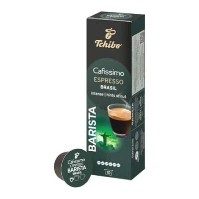 Abbildung von Tchibo Cafissimo Espresso Brasil Kaffeekapseln, 10 Stück (Espresso, ausdrucksstark mit Nussnote), nachhaltig &amp; fair gehandelt