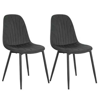 Abbildung von Lestarain 2er Set Esszimmerstühle, ergonomischer Küchenstuhl, Polsterstuhl mit Samtbezug, Wohnzimmerstuhl Metallbeinen, Design Stuhl für Schlafzimmer Wohnzimmer, Dunkelgrau, LCNI114001 2