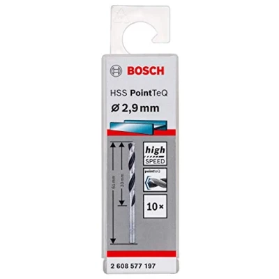 Abbildung von Bosch Professional 10 Stück HSS Spiralbohrer PointTeQ (für Metall, 2,9 x 33 61 mm, Zubehör Bohrschrauber)